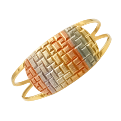 Anel Ouro 18K Tricolor Tela