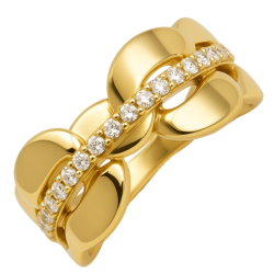 Anel Ouro 18K Com Linha De...