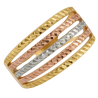 Anel Ouro 18K Tricolor.Aro Vazado Cincofios Trabalhados
