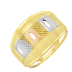 Anel Ouro 18K Tricolor Dois...