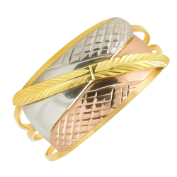 Anel Ouro 18K Tricolor Três...
