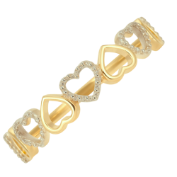 Anel Ouro 18K Corações Com...