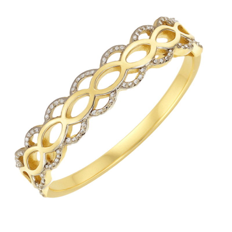 Anel Ouro 18K Infinito Vazado Bicolor
