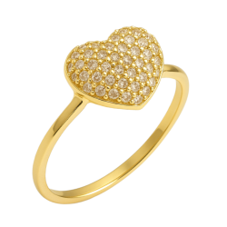 Anel Ouro 18K Coraçao Com...