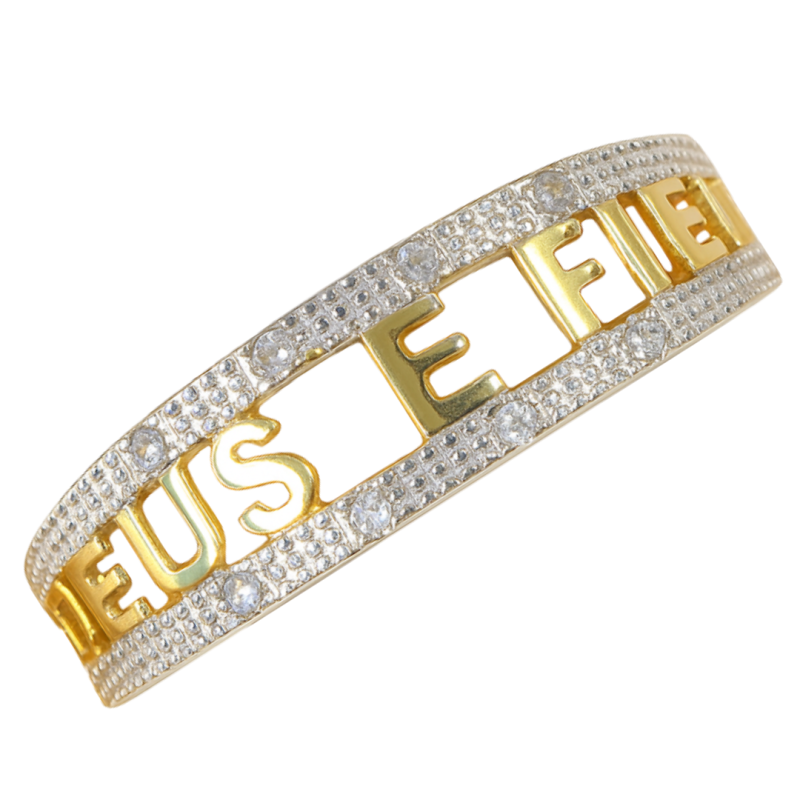 Anel Ouro 18K Deus É Fiel Com Brilhantes