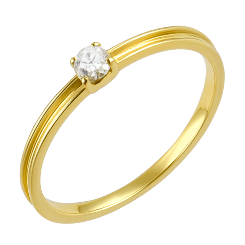 Anel Ouro 18K Solitário Brilhante Redondo