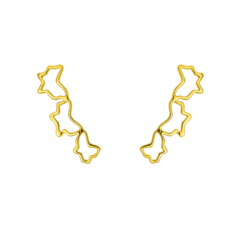 Brinco Ouro 18K Trio Borboletas Vazadas