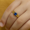 Anel Ouro 18K Infantil Falange Zircônia Azul