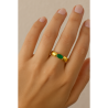 Anel Ouro 18K Navete Pequena Esmeralda COM DEFEITO