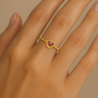 Anel Ouro 18K Aparador Com Bolinha E Coração