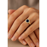 Anel Ouro 18K Pizza Safira Com Brilhantes