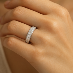 Anel Ouro 18K Com Brilhantes