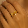 Anel Ouro 18K Laço Com Brilhantes