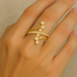 Anel Ouro 18K Com Pedra