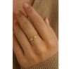 Anel Ouro 18K Mini Bolinhas Coração Com Pedra