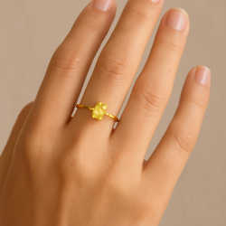 Anel Ouro 18K Com Pedra Verde