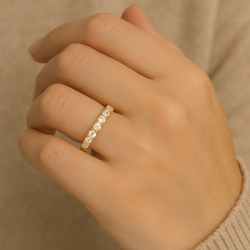 Anel Ouro 18K Infantil Ou Falange Com Zircônia Branca