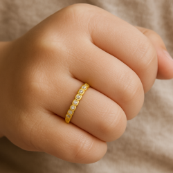 Anel Ouro 18K Infantil Ou Falange Com Zircônia Branca