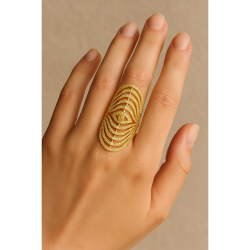 Anel Ouro 18K Ondas Cravejado Com Zircônias Brancas
