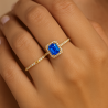 Anel Ouro 18K Com Zirconias Azul e Brancas