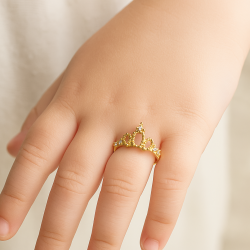 Anel Ouro 18K Infantil Ou Falange Coroa Com Zircônia