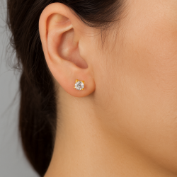 Brinco Ouro 18K Com Zircônia Branca