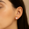 Brinco Ouro 18K Com Zircônia Rosa 3mm