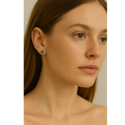 Brinco Ouro 18K Com Zircônia Quadrada Verde 4mm
