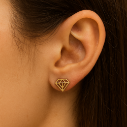 Brinco Ouro 18K Diamante Vazado