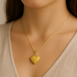 Pingente Ouro 18K Coração Com Detalhe Bolsa Fosca