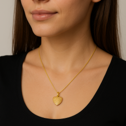 Pingente Ouro 18K Coração Tela Vazada