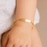 Tay não encontra no estoque- Pulseira Ouro 18K Infantil Chapinha Com Bolinha