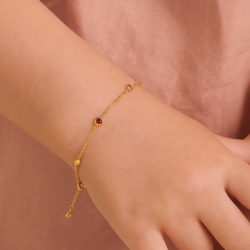 Pulseira Ouro 18K Infantil Bolinha Com Pedra