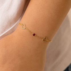 Pulseira Ouro 18K Infantil Pedra E Coração