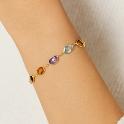 Pulseira Ouro 18K Com Pedras Naturais