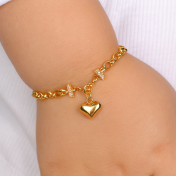 pulseira infantil com coracao e zirconia