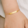 Pulseira Ouro 18K Infantil Chapa Curva Corrente Cartier 13cm