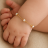Pulseira Ouro 18K Infantil Pérola 3mm Cartier