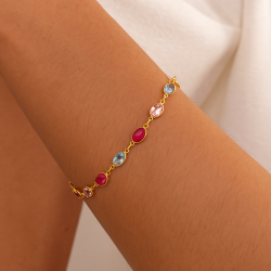 Pulseira Ouro 18K Infantil Zircônia 3 Cores