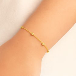 Pulseira Ouro 18K Bola Elo Veneziana Infantil