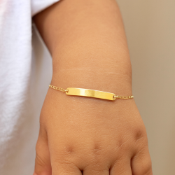 Pulseira Ouro 18K Infantil Chapa Oval Elo Piastrine