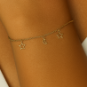 Pulseira Ouro 18K Elo Português Lua E Estrela Vazado
