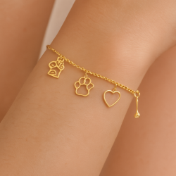 Pulseira Ouro 18K Pet Cachorro Amigo Fiel
