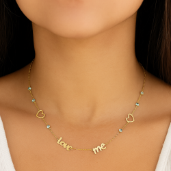 Gargantilha Ouro 18K Love ME Pedra Natural 45cm