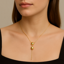 Gargantilha Ouro 18K Com Duas Bolas