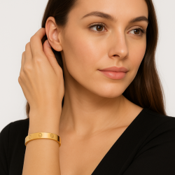 Bracelete Ouro 18K Liso Com Detalhes
