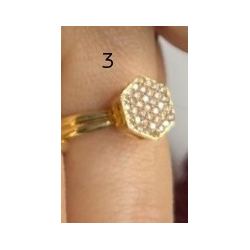 Anel Ouro 18K Hexágono Com Zircônia Branca