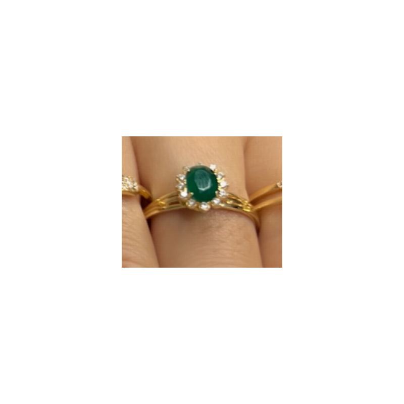 Anel Ouro 18K Zircônia Verde E Branco