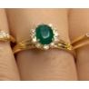 Anel Ouro 18K Zircônia Verde E Branco