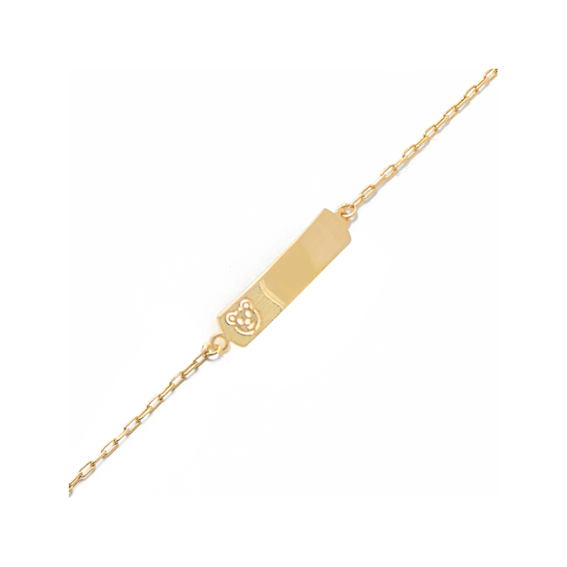 Pulseira Ouro 18K Chapa Infantil Com Desenho Vazado 14cm (Desenhos Variados)